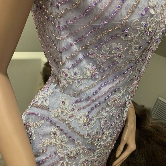 Gorgeous  Custom Embroidered Floral Lace With Beads & Sequins Fishtail Gown - Picture 8 of 15